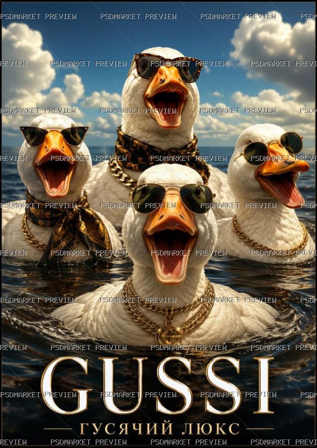 GUSSI Goose Luxury Print — PSD template preview