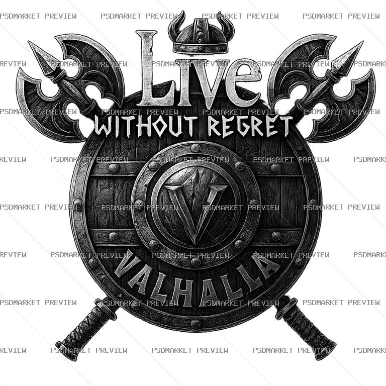Valhalla Live Without Regret Print — PSD template preview