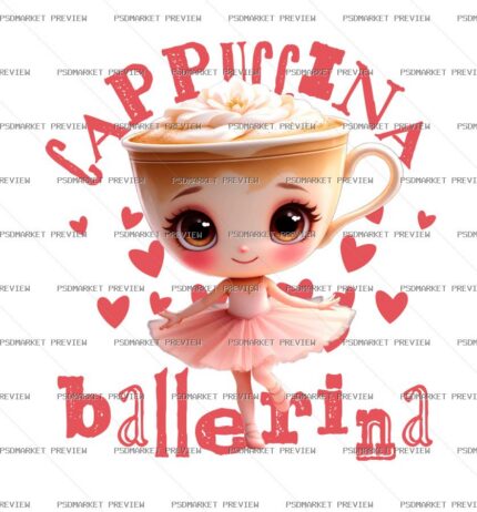 Cappuccina Ballerina Vector Print Design 62173 — print design preview