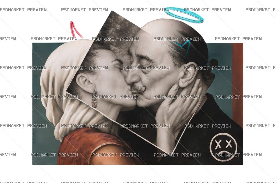 Romantic Kiss Portrait Print — PSD template preview