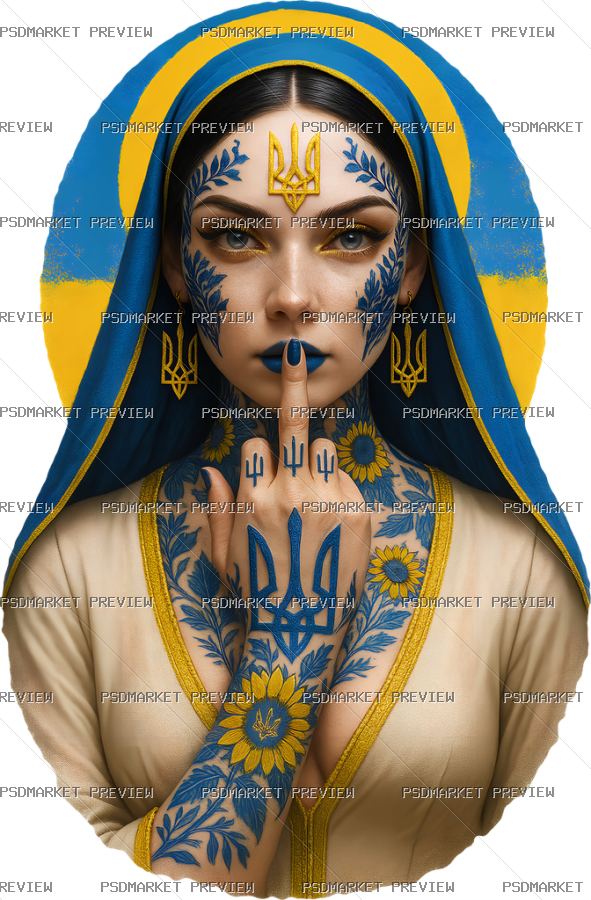 Ukrainian Warrior Woman Print — print design preview