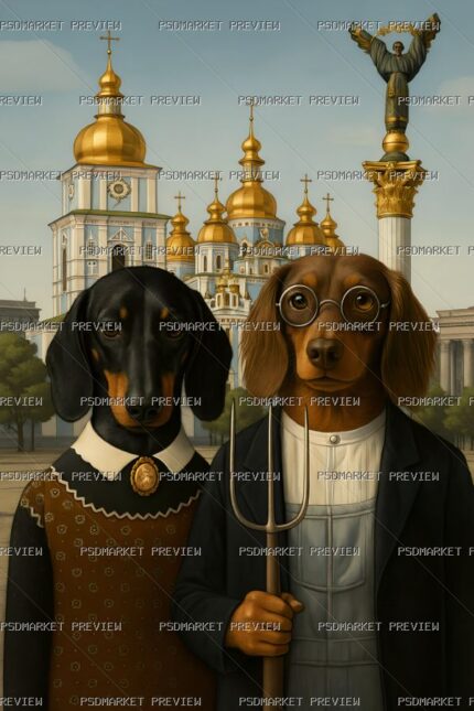 Kyiv Dogs Gothic Portrait Print — print design preview