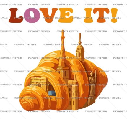 Love It Croissant City Vector Print protected preview