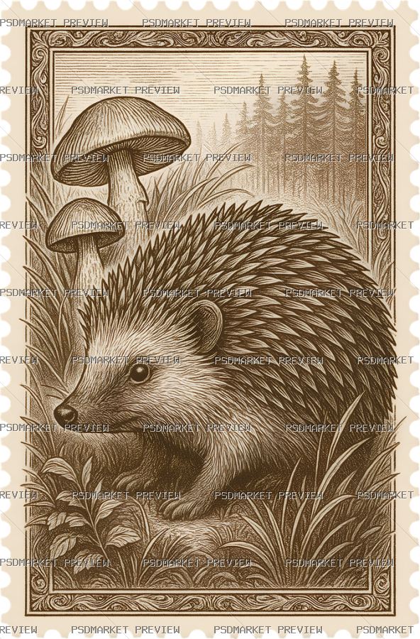 Forest Hedgehog Print — print design preview