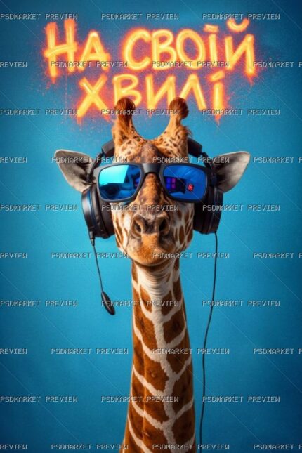 On My Own Wave Giraffe Print — PSD template preview
