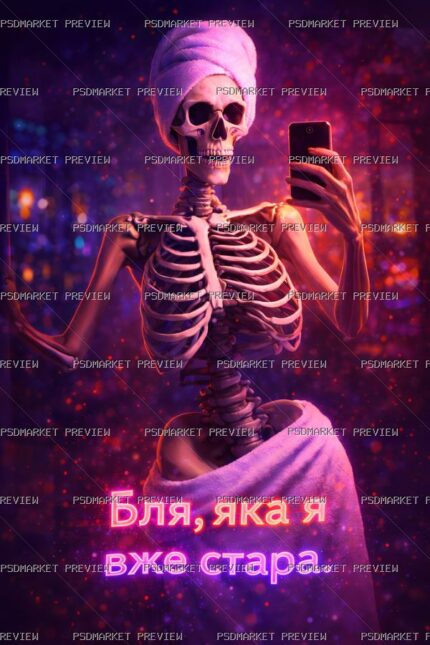 Damn Im Already Old Skeleton Print — print design preview