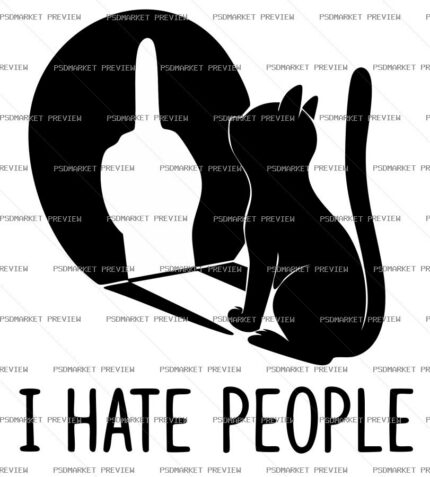 I Hate People Cat Vector Print protected preview