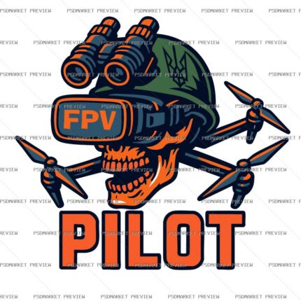 FPV Pilot Skull Vector Print protected preview