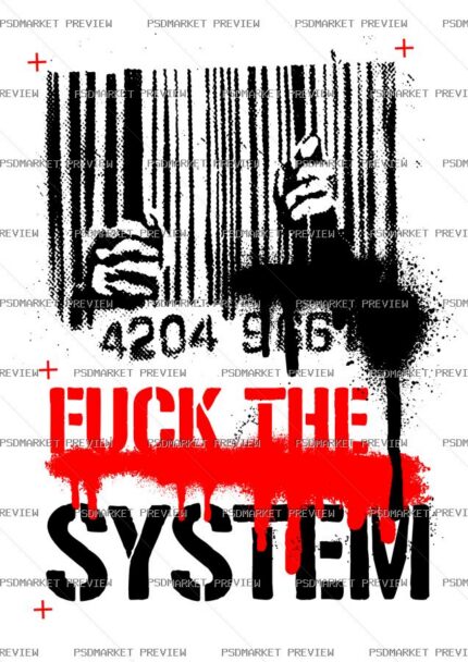 Fuck the System Vector Print — PSD template preview