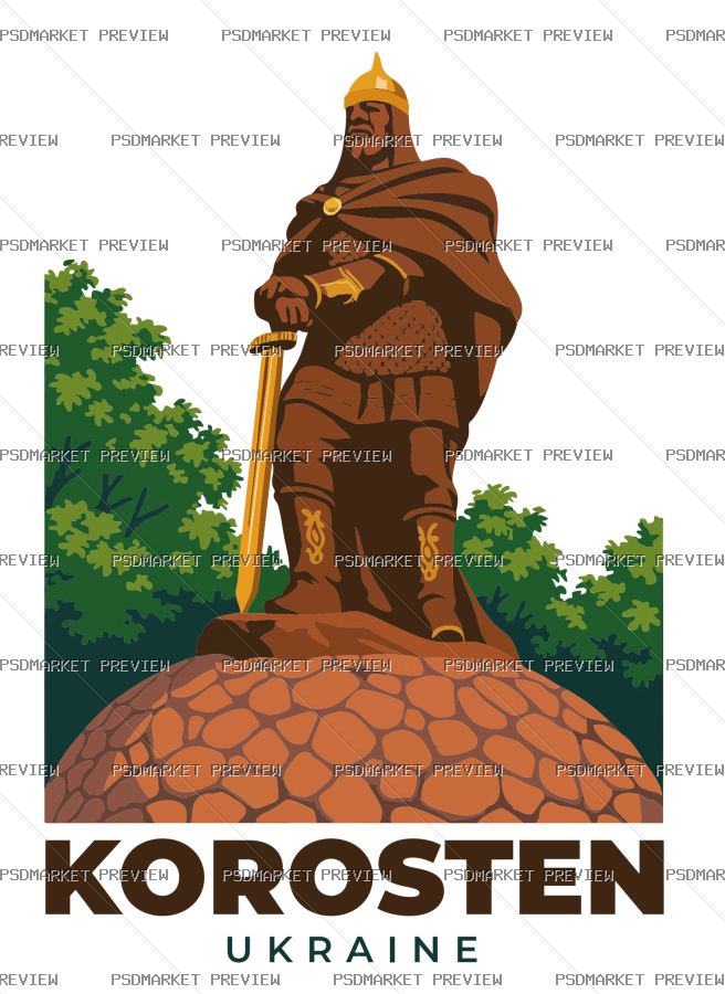 Korosten Ukraine Monument Vector Print — PSD template preview
