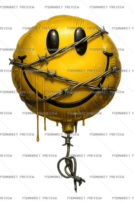 Barbed Wire Smile Print — PSD template preview