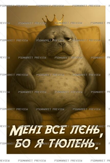 Lazy Seal Vector Print — PSD template preview