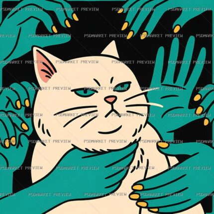 Grumpy Cat Hands Illustration Print – PNG — PSD template preview