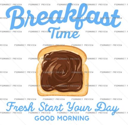 Breakfast Time Toast Vector Print — PSD template preview