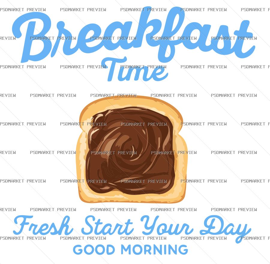 Breakfast Time Toast Vector Print — PSD template preview