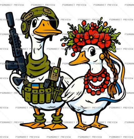 Ukrainian Duck Couple Vector Print — print design preview