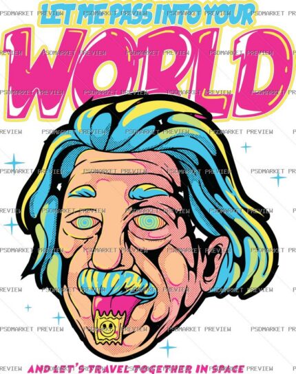 Let Me Show You the World Einstein Vector Print — print design preview