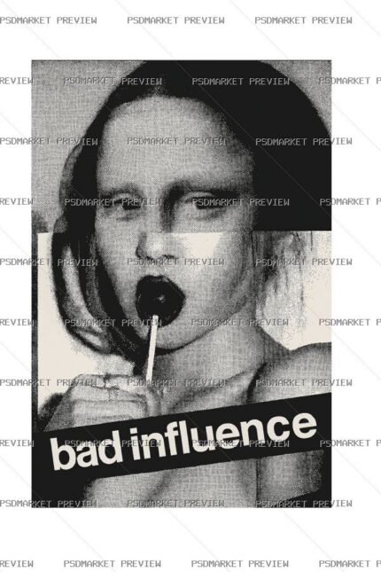 Bad Influence Mona Lisa Vector Print — PSD template preview