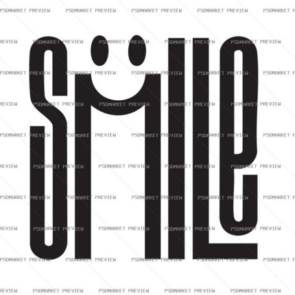 Smile Minimal Typography Vector Print — PSD template preview