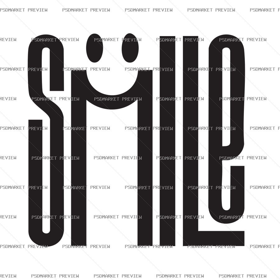 Smile Minimal Typography Vector Print — PSD template preview