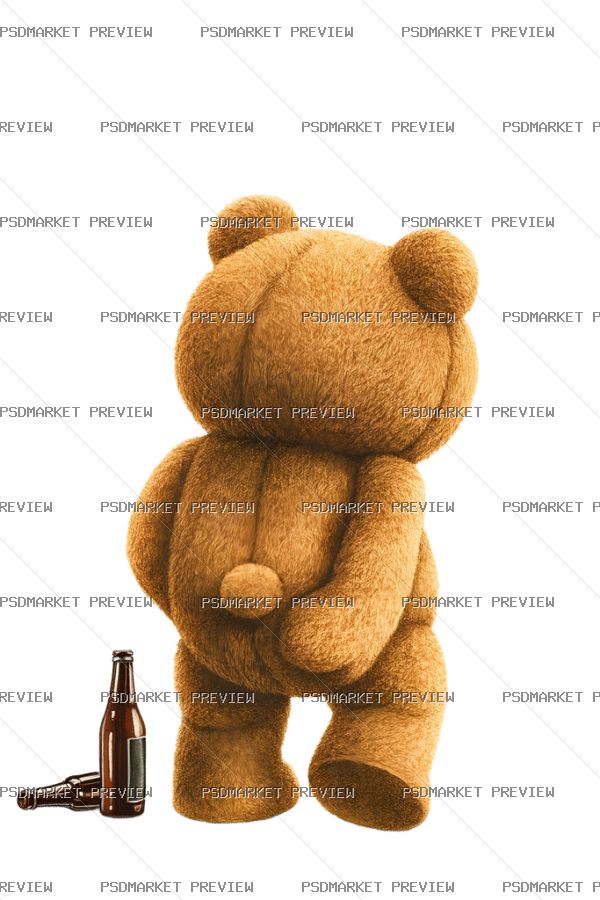 Drunk Teddy Bear Funny Print Design – PNG — PSD template preview