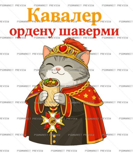 Shawarma Order Knight Cat Vector Print — print design preview