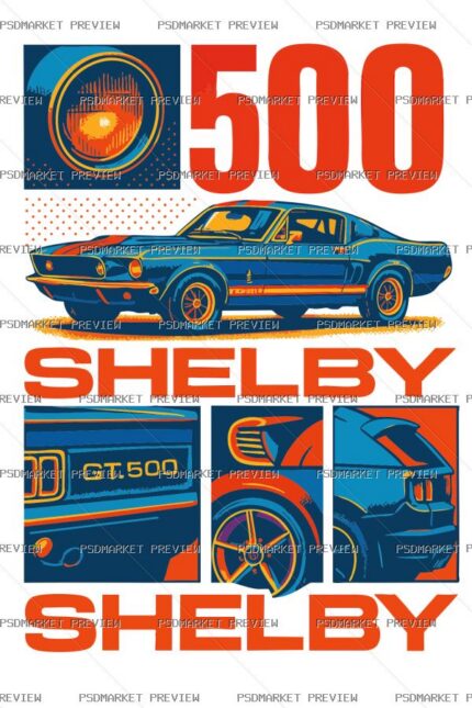 Shelby GT500 Vector Print — print design preview