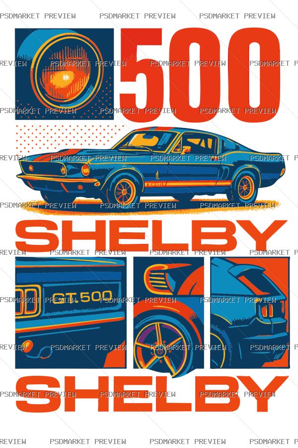 Shelby GT500 Vector Print — print design preview