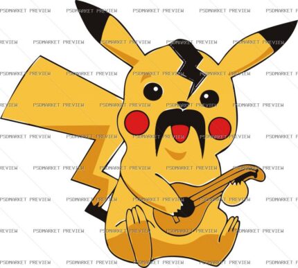 Yellow Electric Cartoon Creature Vector Print — PSD template preview