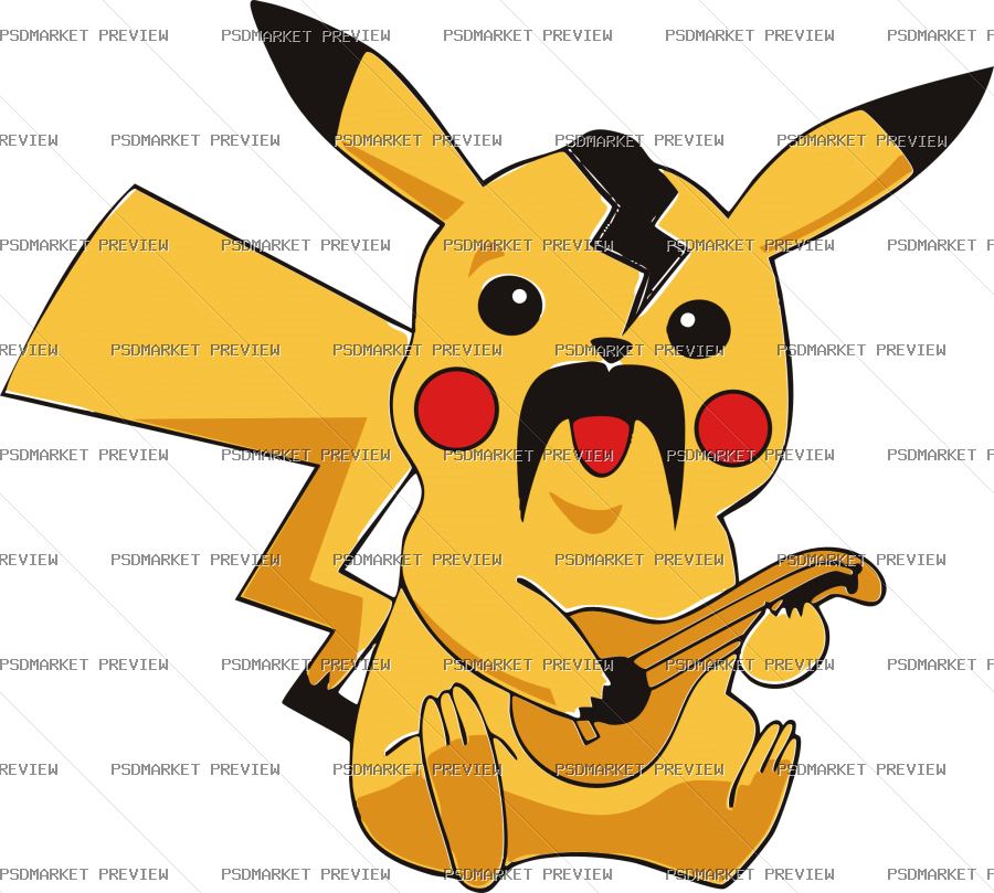 Yellow Electric Cartoon Creature Vector Print — PSD template preview