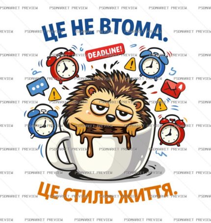 Ukrainian “ЦЕ НЕ ВТОМА — СТИЛЬ ЖИТТЯ З КАВОЮ” Coffee Print – AI File — PSD template preview
