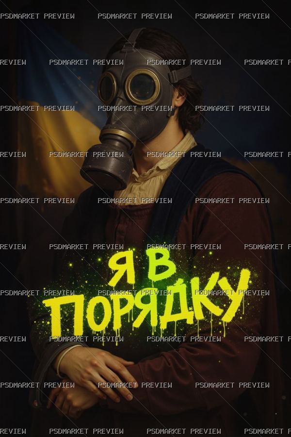 Im Fine Gas Mask Print — PSD template preview