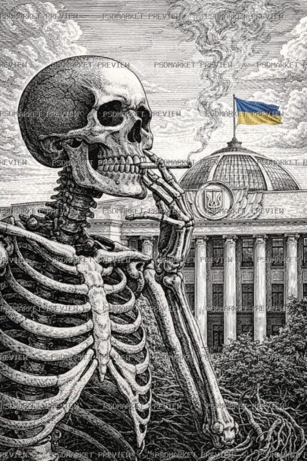 Ukraine Skeleton Rada Print – PNG protected preview