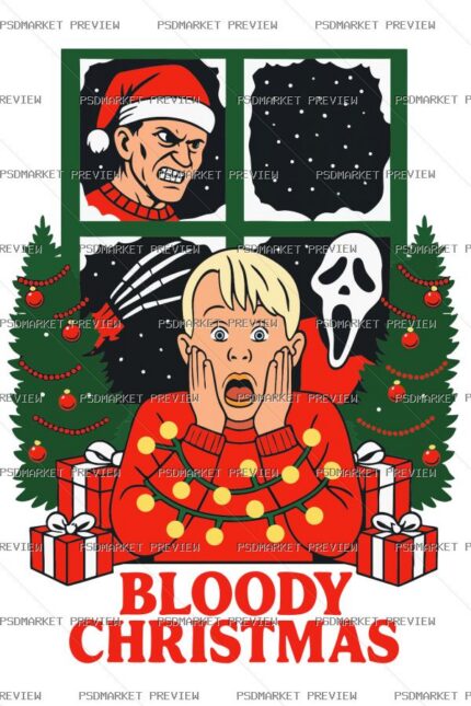 Bloody Christmas Vector Print protected preview