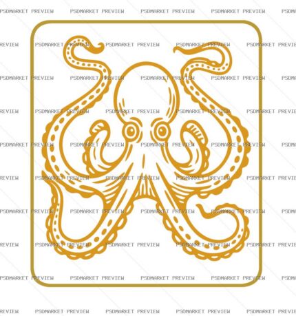 Minimal Octopus Illustration Print – AI File — PSD template preview