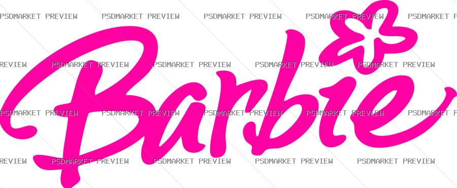 Barbie Flower Logo Vector Print — PSD template preview