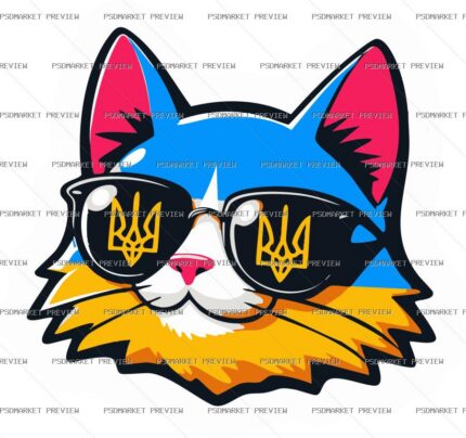 Ukrainian Trident Cat Vector Print — PSD template preview