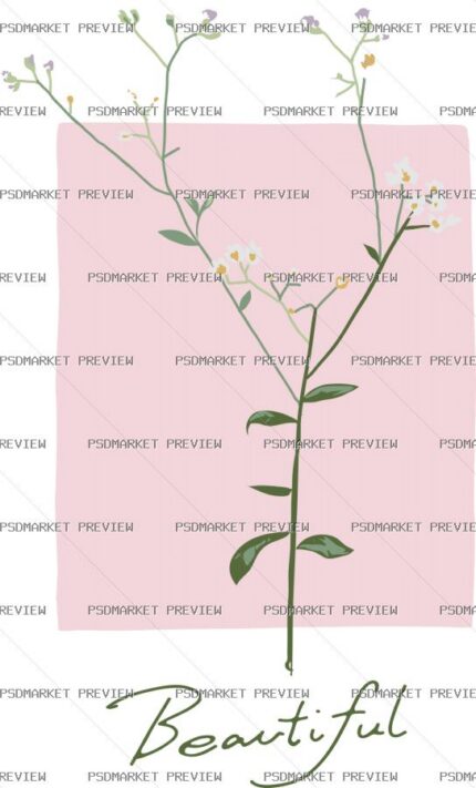 Delicate Botanical Print Design – AI File — PSD template preview
