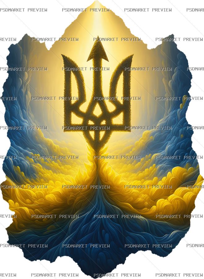 Golden Trident Print — PSD template preview