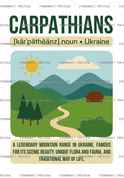 Carpathians Ukraine Travel Vector Print — print design preview