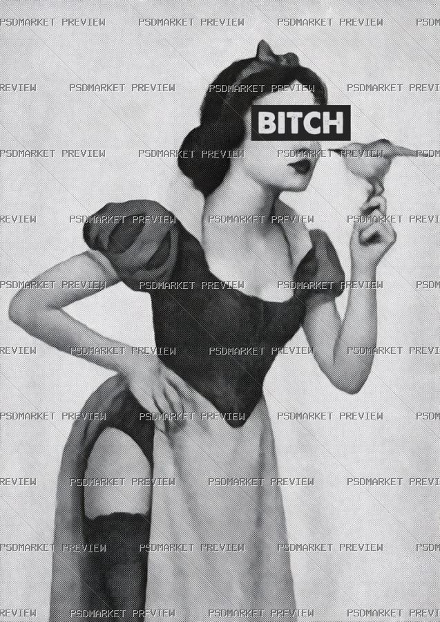 Bitch Vintage Woman Meme Print – JPG — PSD template preview