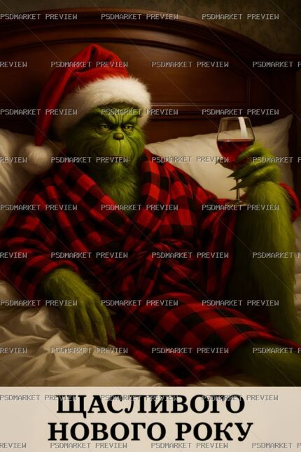 Ukrainian Happy New Year Grinch Print – PNG — PSD template preview