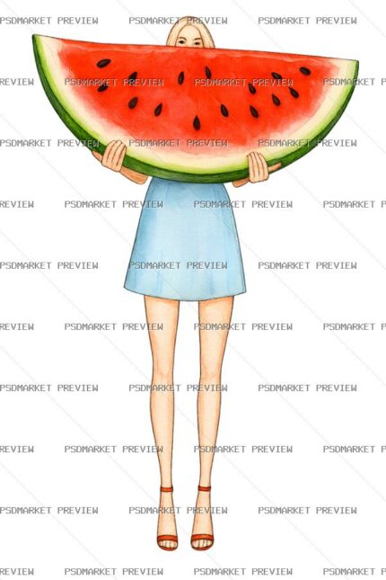 Watermelon Girl Print — print design preview
