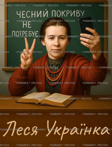 Lesya Ukrainka Honest Cover Vector Print — PSD template preview