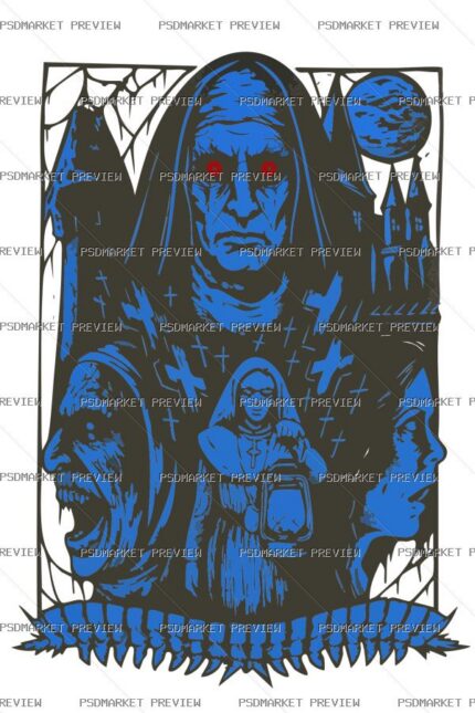 Dark Forest Guardian Vector Print — print design preview