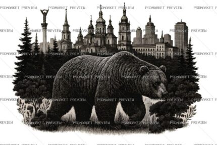 Kyiv Bear Skyline Print protected preview