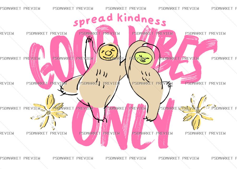 Good Vibes Only Owls Vector Print — PSD template preview