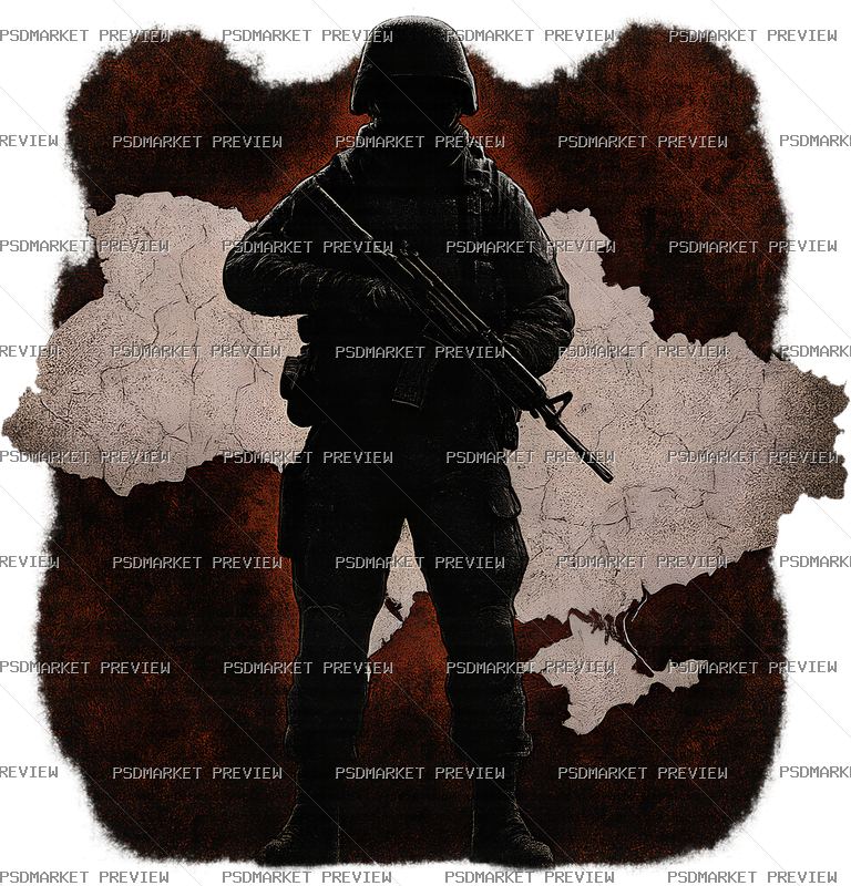 Dark Tactical Soldier Print — PSD template preview