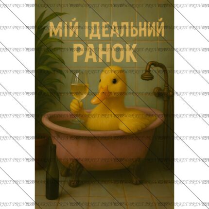 Perfect Morning Duck and Wine Print — PSD template preview