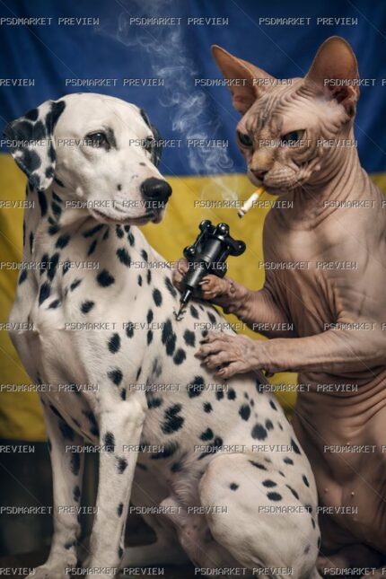 Cat and Dalmatian Artist Print — print design preview